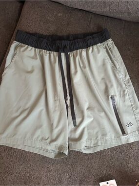 Men's grey Athletic Drawstring Shorts with Black Waistband